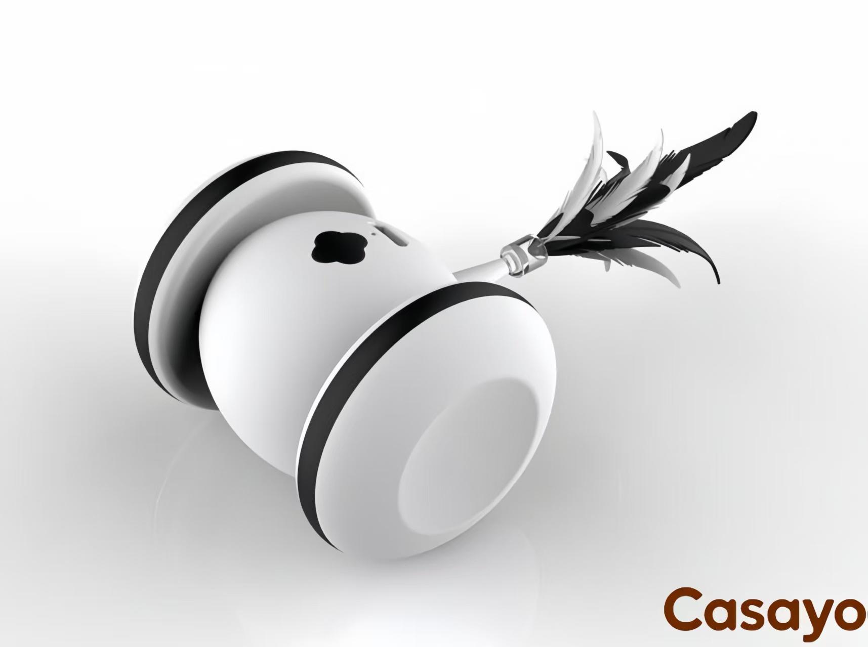  Large white robotic cat toy with feather